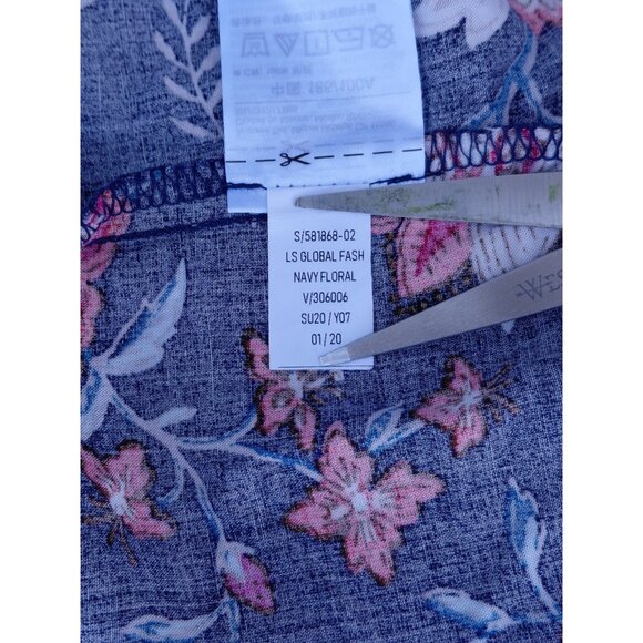 Old Navy Long Sleeve Global Fashion Dress Large Navy Floral Gathered Cottagecore - Picture 5 of 10